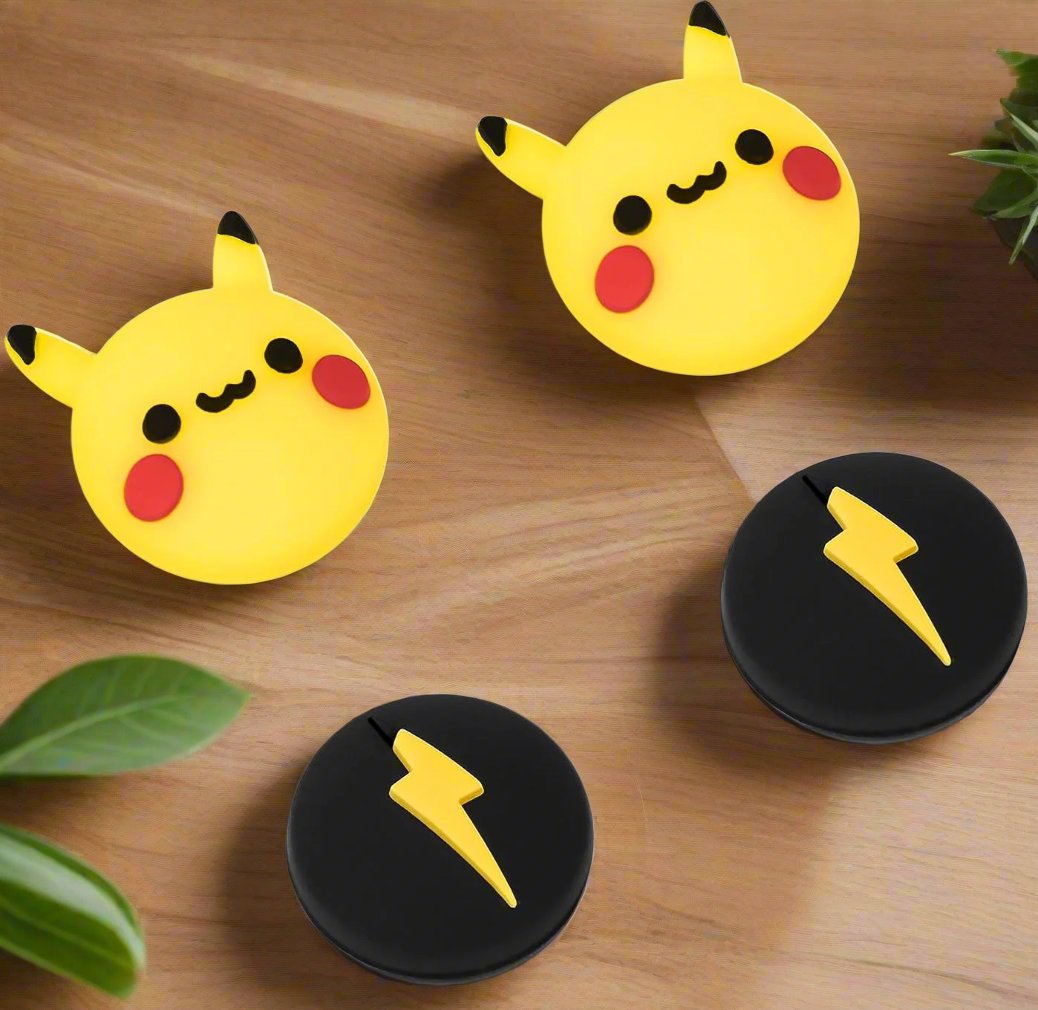 Thumb Grip Caps Compatible with Switch & Lite & OLED, Cute Joystick Caps Soft Silicone Protective Stick Cover 3D Analog 4PCS Grip Buttons for Joy Con Console Controller - Pikachu and Flash