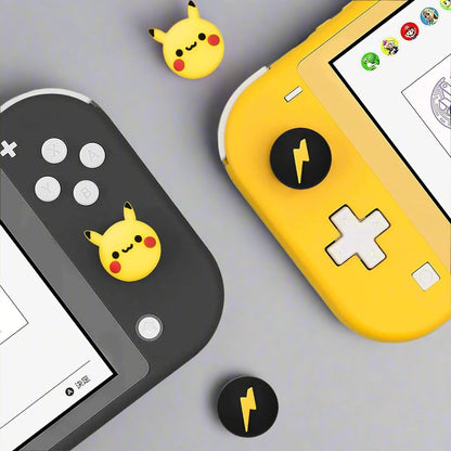 Thumb Grip Caps Compatible with Switch & Lite & OLED, Cute Joystick Caps Soft Silicone Protective Stick Cover 3D Analog 4PCS Grip Buttons for Joy Con Console Controller - Pikachu and Flash